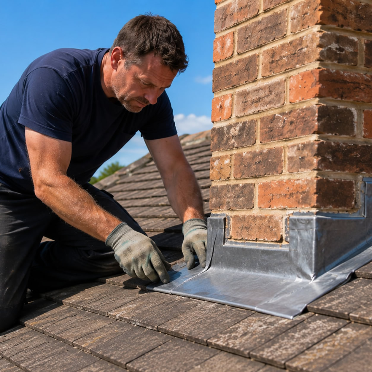 Leadwork and chimney flashing